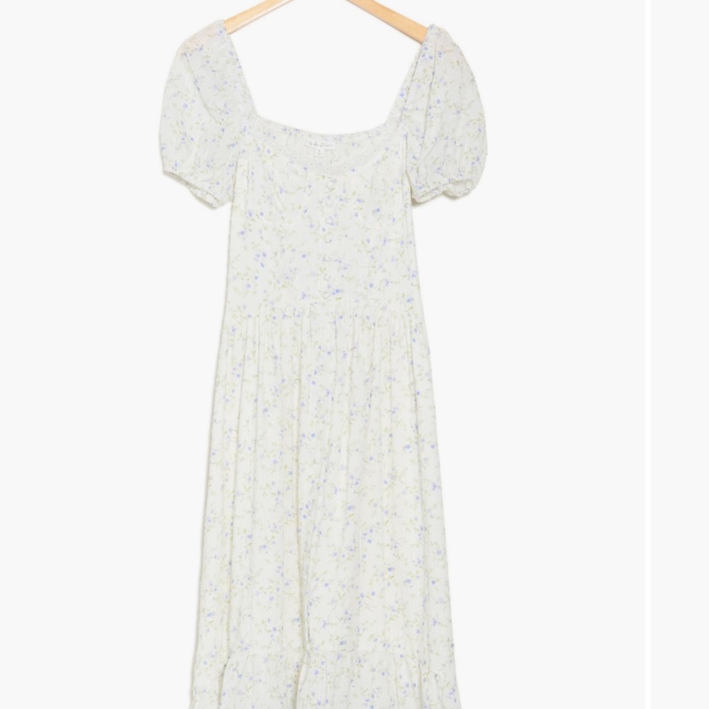 Elegant White Floral Midi Dress